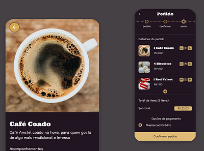 Interface pedidos de cafeteria - Coffe more and easy