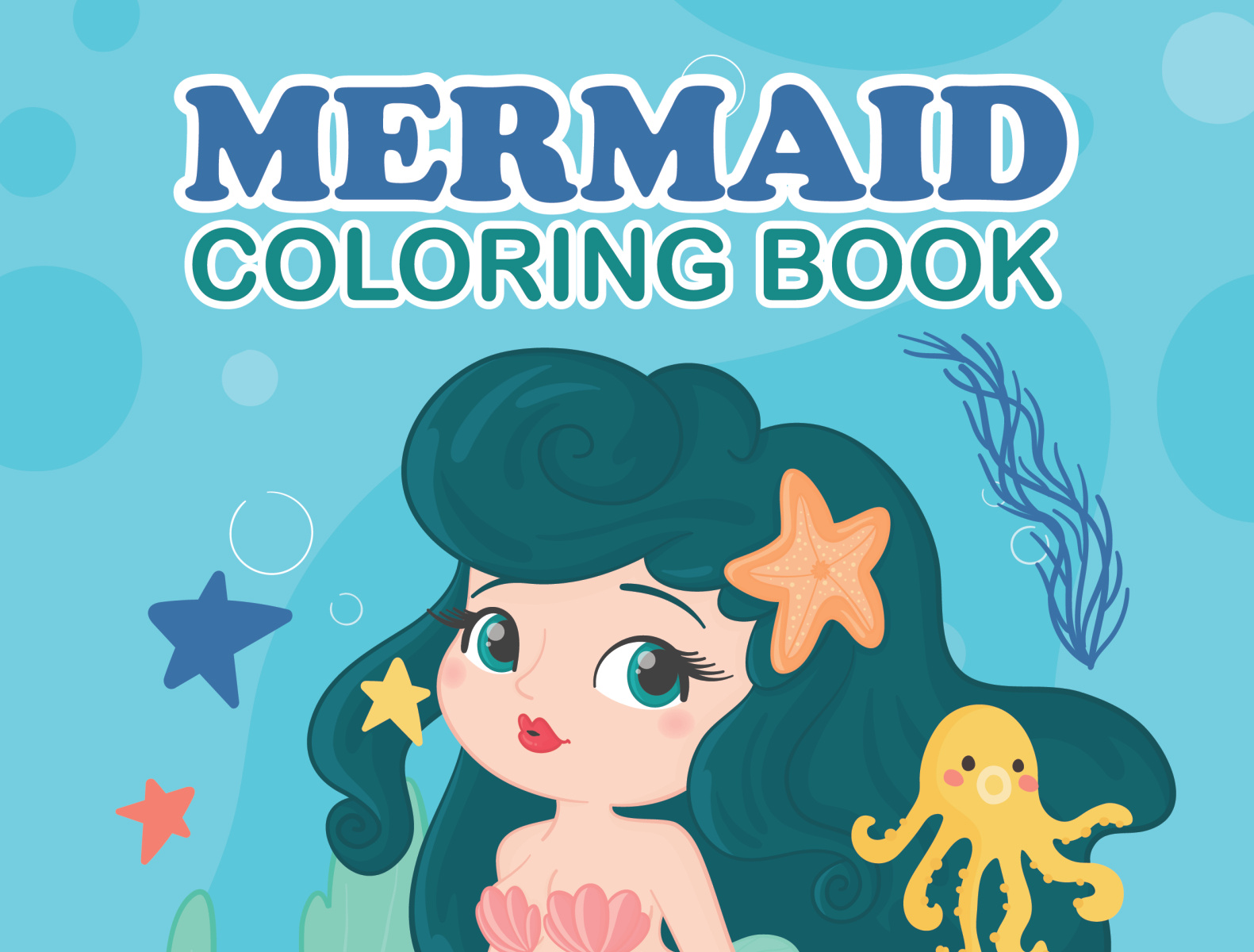 Mermaid Coloring Book Cover by Laili Akter Akhi on Dribbble