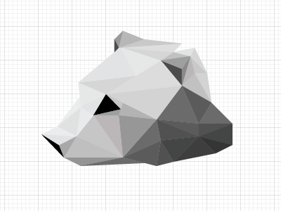 3D Print 3d bear gray pixle pixleation polar triangle white