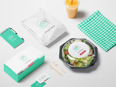 Fresh Box Brand Stationary brand design brand identity brand stationery branding food food stationary salad