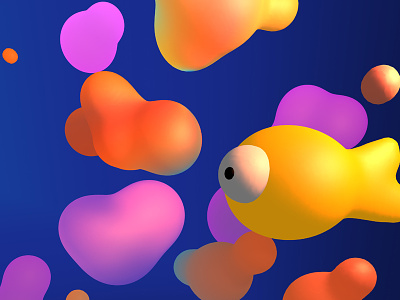 Colorful sea with fish 3d c4d fish gradient graphic sea summer web