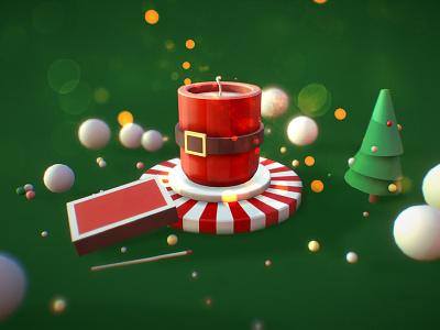 New Year candle 3d c4d candle concept art illustration new year