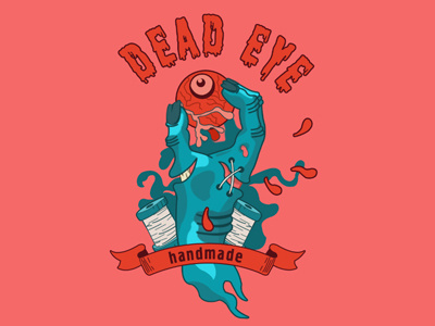 Dead Eye blue dead eye eye handmade logo logo design pink red