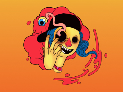 Daemonical Eye blood orange red doll pumpkin brain gore trash vodoo