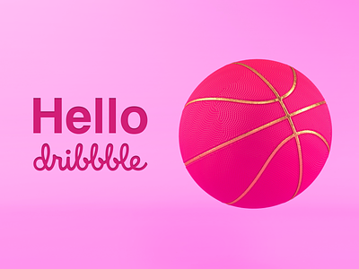 Hello Dribbble 3d abstract ball basketball c4d cinema4d clean design first shot hello dribbble logo render