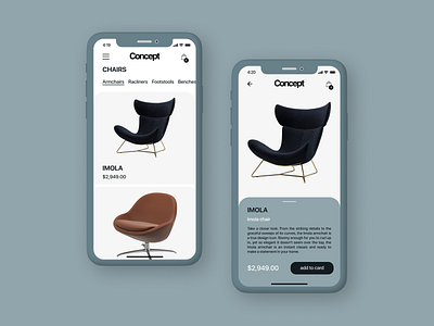 Concept app app bag chair clean concept design ecommerce figma inspiration ios mobile online shop product design shop ui ux