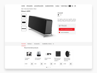 Braun LE01 audio card clean concept design ecommerce figma product shadows speakers ui web web design website