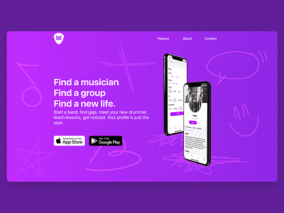 Web page social app for musicians