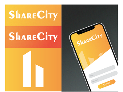 ShareCity - Rideshare car service branding design graphic design logo typography ui