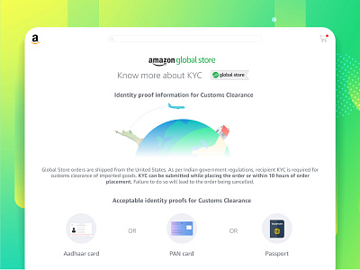 Know more about your KYC Updation | Amazon Global store amazon clean design flat icon illustration minimal typogaphy ui ui ux ux vector web web desgin