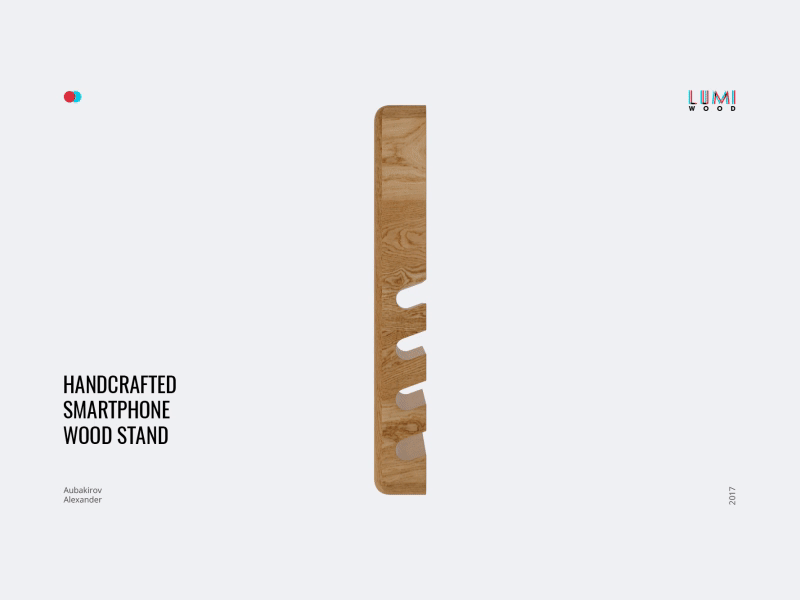 Lumi Wood - Stands for smartphones 3d animations clean gray manufacture minimal oak ui ux website wood