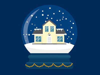 Illustration for EDC christmas edc house illustration snow snowglobe