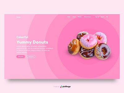 Yummy Donuts design donuts interface interface design pink pixlforge uiux web webdesign website