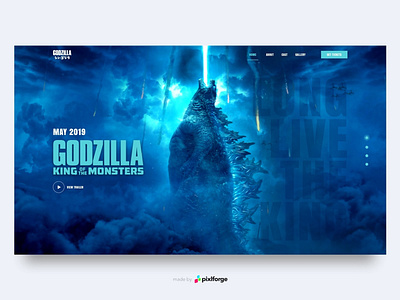 Godzilla blue branding design godzilla interface interface design movie pixlforge uiux web webdesign website