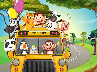 bus-full-zoo-animals animation branding bus full zoo animals graphic design logo motion graphics ui