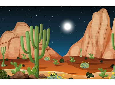 desert-forest-landscape-night-scene 3d animation graphic design illustration logo motion graphics