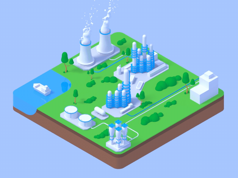 Isometric factory 3d building factory isometric