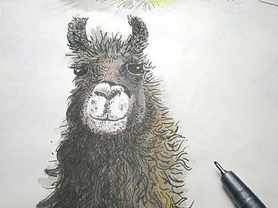 Happy llama happy ink llama pen watercolor