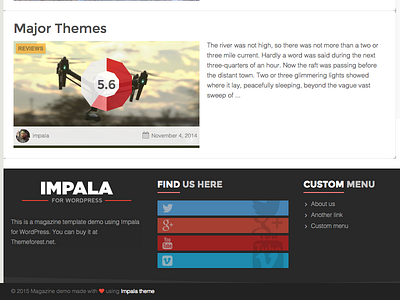 Impala magazine footer footer impala magazine review wordpress theme