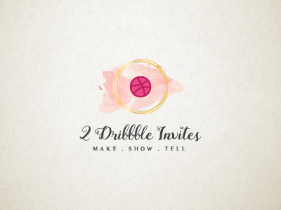 Two Dribbble Invites ball creative designs dribbble feminine gold invitation invite pink recent texture