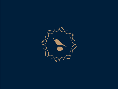 The Nest bird blue egg gold leaf logo luxury nest