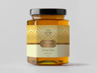 Al Marai Honey Premium Edition Design brand elegant gold honey label luxury premium shots