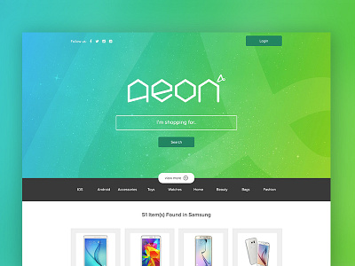 Aeon Landing Page design ecommerce gradient landing page layout minimalist shop web website
