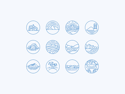 Philippine Island Icon Set icon illustration illustrator line line ar maps mountains nature philippines svg travel vector