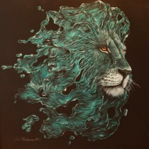 Waterlion acrylic airbrush lion painting water