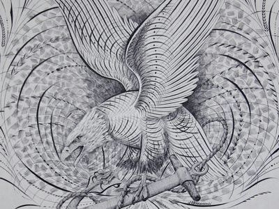 Eagle and Anchor eagle anchor flourishing calligraphy illustration americana
