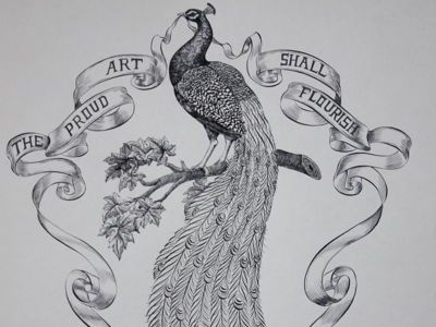 Proud Art art banner bird calligraphy flourish illustration lettering peacock typography