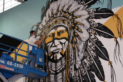 Warrior Mural airbrush americana indian mural painting warrior