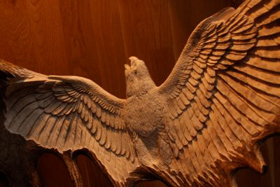 Ascending Grace antler bird carving falcon moose sculpture wings