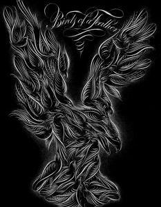 Birds ofa Feather1 typography calligraphy lettering flourishing script handwriting bird birds eagle americana