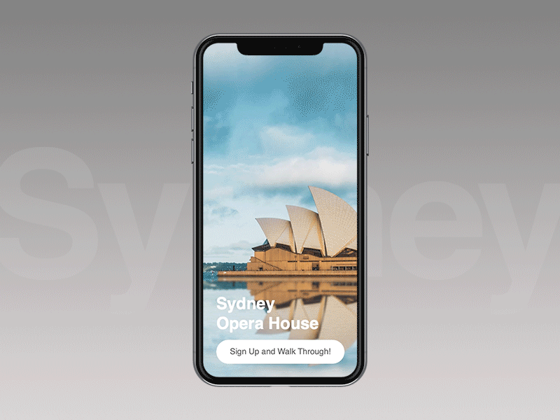 DailyUI 001 - Sydney Opera House App Prototype animated app application challenge consept daily ui dailyui mobile mobile design prototype prototype animation prototyping typing