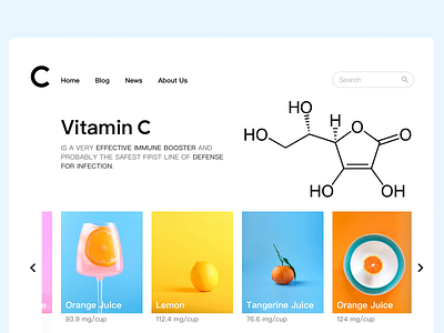 DailyUI 003 - Vitamin C Landing Page animation daily 100 challenge daily ui dailylogochallenge dailyui landing landing page landingpage principle prototype scroll slideshow ui unsplash user interface userinterface vitamin vitamin c web design website