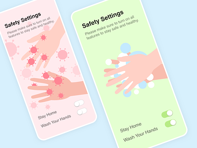 DailyUI 015 - Safety Settings Switch Buttons corona coronavirus covid covid 19 covid 19 covid19 dailyui dailyui 015 hand washing handwash health healthy prototype settings stay home switch switches ui