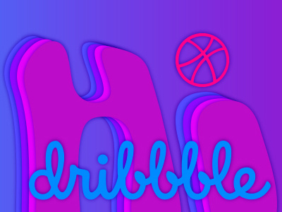 Hi Dribbble design draft excited gradient happy hi invitation layer start ticket