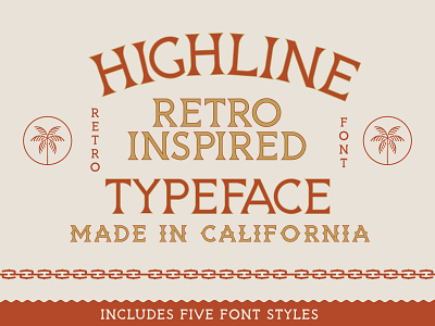 HIGHLINE Font beach california chain font for sale illustration modern font palm retro stamp design typeface vintage vintage badge vintage font