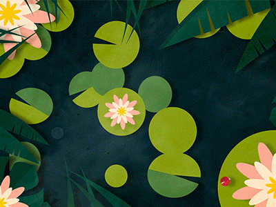 Pond Animation animation bug design flower lady lily pad pond