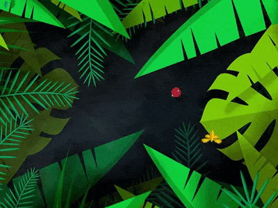 Pond Animation 2 animation bugs design monstera palm tree pond