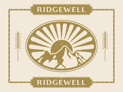 Ridewell Logo mountain design retro badge retro design sun design tree vintage logo