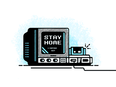 Game On 90s coronavirus design illustration nintendo player one retro stay home tube tv vector video games