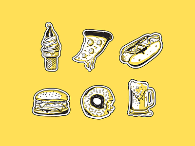 Foooood beer food icons illustration pizza vector