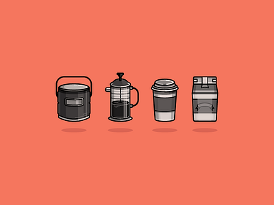 Caffeine Buzz bag caffeine coffee cup french press icons illustration stay warm vector