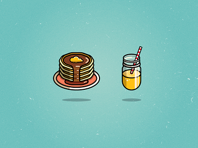 Tall Stack breakfast diner style dinner illustration maple syrup mason jar oj pancakes snow day vector