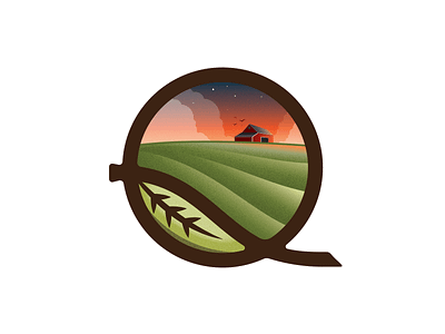 Q Farm barn farm field illustration poster sunset vector