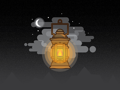 Lantern camping fire grain illustration lantern night vector