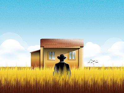 Man in Black field film house illustration poster slow west vector western