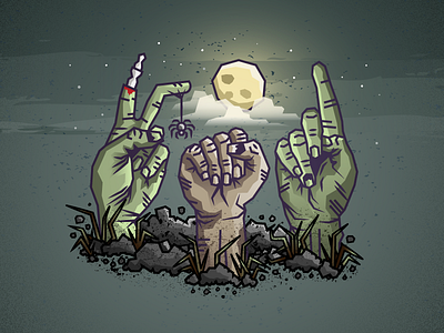 Two-Oh-One boo halloween hands illustration living dead moon night spider thanks vector zombie